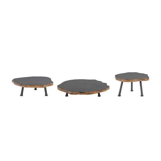 88615DS Tree Disc Pedestal Tabletop Decorative Tray, Set of 3